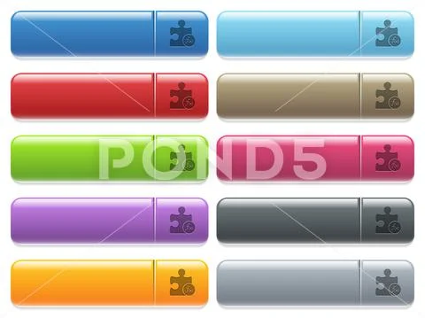 Plugin functions icons on color glossy, rectangular menu button イラスト素材