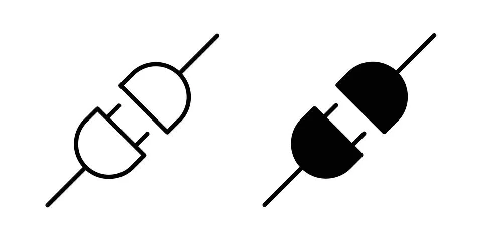 Plugin icon logo. Outline style icons with flat versions Stock Illustration
