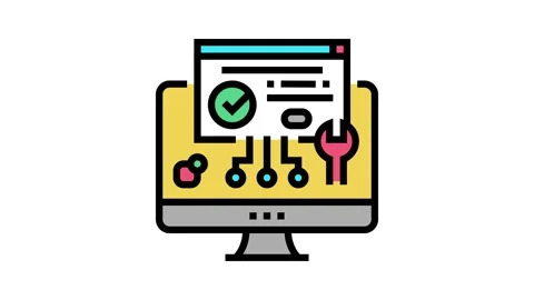 Plugin program color icon animation Stock Footage 224023905