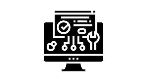 Plugin program glyph icon animation Video stock 222840207