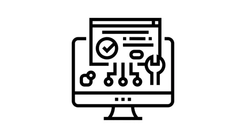 Plugin program line icon animation Video stock 224317195