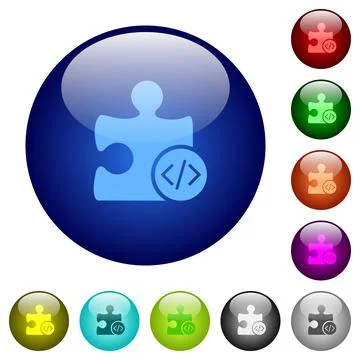Plugin programming color glass buttons Illustrazione stock