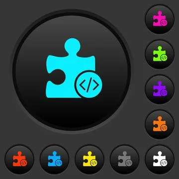 Plugin programming dark push buttons with color icons 스톡 일러스트