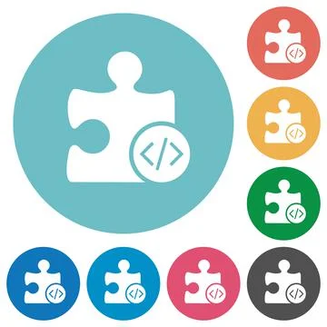 Plugin programming flat round icons Illustrazione stock