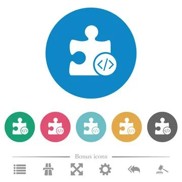 Plugin programming flat round icons イラスト素材