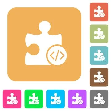 Plugin programming rounded square flat icons Illustrazione stock