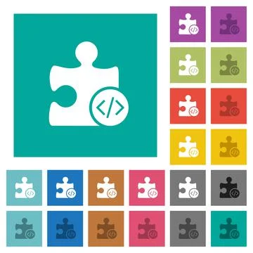 Plugin programming square flat multi colored icons Illustrazione stock