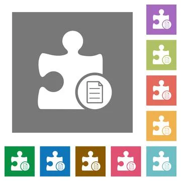 Plugin properties square flat icons Stock Illustration