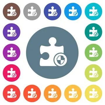 Plugin protection flat white icons on round color backgrounds Stock Illustration