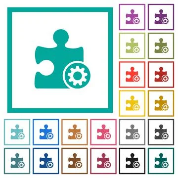 Plugin settings flat color icons with quadrant frames Stock Illustration