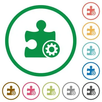 Plugin settings flat icons with outlines Stock Illustration