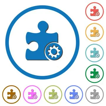Plugin settings icons with shadows and outlines Illustrazione stock