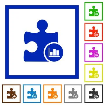 Plugin statistics flat framed icons Stock Illustration