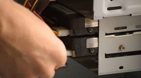 Pluging In SATA Hard Drive Stock Footage 55216797