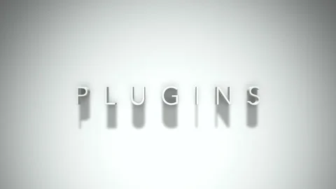 Plugins 3D title animation with shadows on a white background Vídeo Stock 297387532