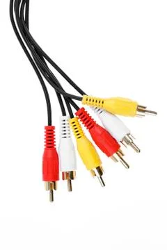 Plugs and cables on plain background Stock Photos