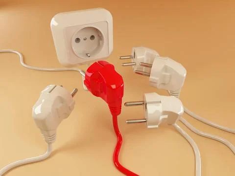 Plugs and Socket. 3d Plugs and Socket. 3d Copyright: xZoonar.com/MaksymxYe... Stock Photos