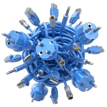 Plugs in knotted cable Stock Illustration