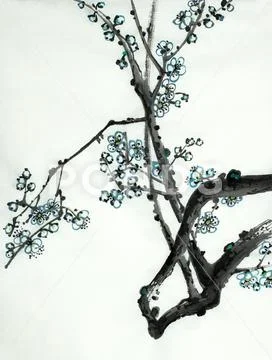 Plum blossom branch Stock Illustration