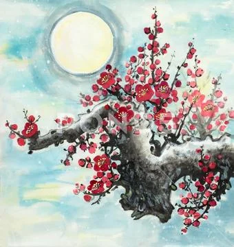 Plum blossom branch Stock Illustration