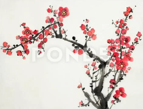 Plum blossom branch Stock Illustration
