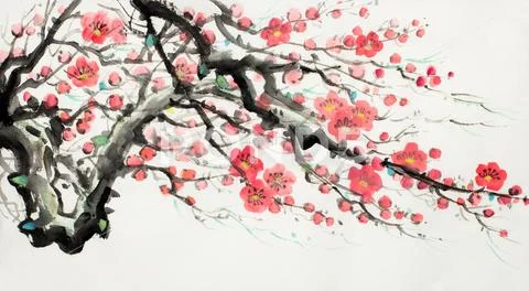 Plum blossom branch Stock Illustration
