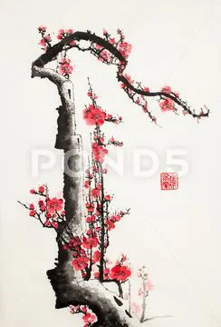 Plum blossom branch Stock Illustration