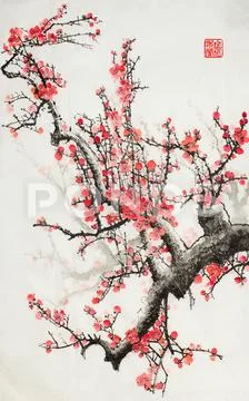 Plum blossom branch Stock Illustration