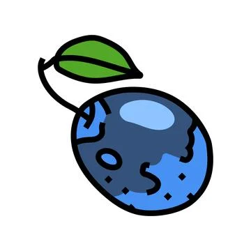 Plum blue leaf fruit color icon vector illustration Stock Illustration