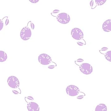 Plum blue leaf fruit glyph seamless pattern Stock Illustration
