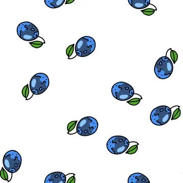Plum blue leaf fruit vector seamless pattern イラスト素材