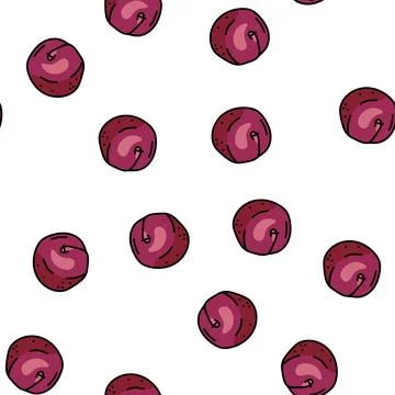 Plum burgundy fruit vector seamless pattern 스톡 일러스트