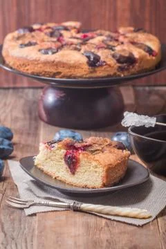 Plum cake with cinnamon Stock Photos