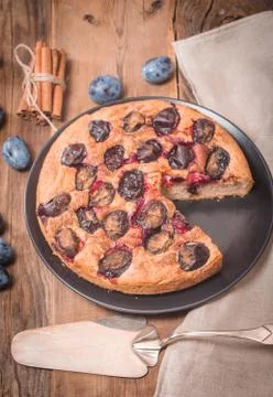 Plum cake with cinnamon Stock Photos