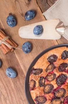 Plum cake with cinnamon Stock Photos