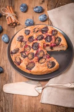 Plum cake with cinnamon Stock Photos