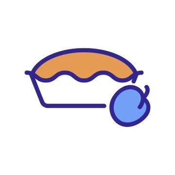 Plum cake icon vector outline illustration Stock Illustration