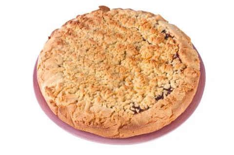 Plum cake on the plate Stock Photos