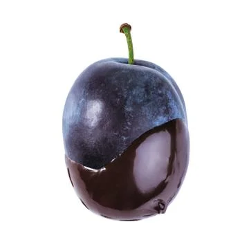 Plum in chocolate Stock Photos