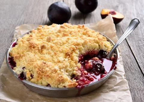 Plum crumb baking Stock Photos
