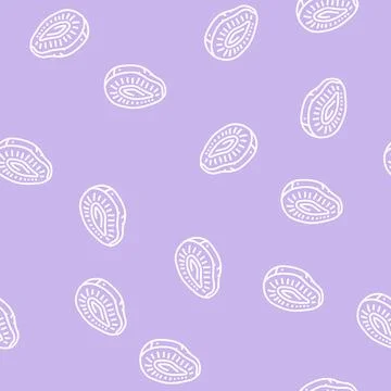 Plum cut seed fruit line seamless pattern Stock Illustration