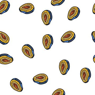 Plum cut seed fruit vector seamless pattern 스톡 일러스트