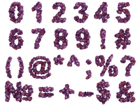 Plum digits on white background Stock Illustration