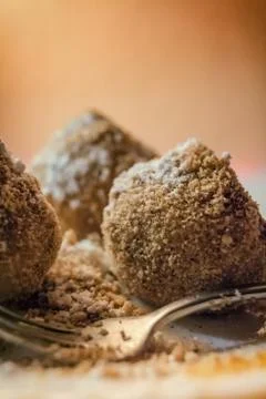Plum dumplings close up Stock Photos