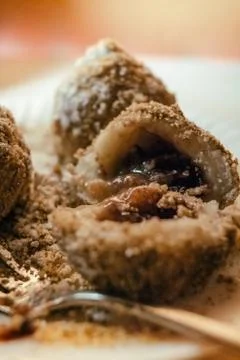 Plum dumplings close up Stock Photos