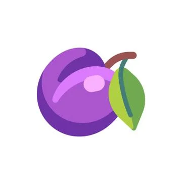 Plum flat icon. Slot machine symbol Stock Illustration