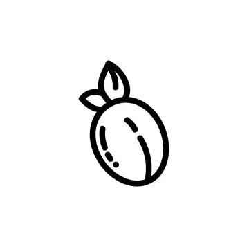 Plum flat outlined icon. Vector fruit logo isolated on white background. Vege Stock Illustration