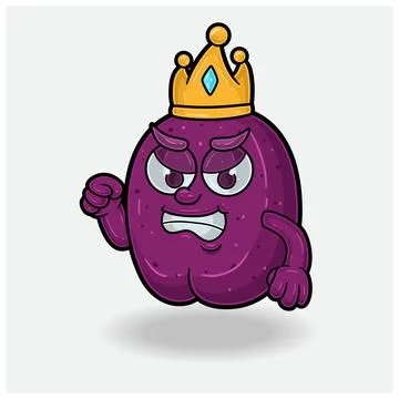 Plum Fruit With Angry expression. Mascot cartoon character for flavor, stra.. Stock Illustration
