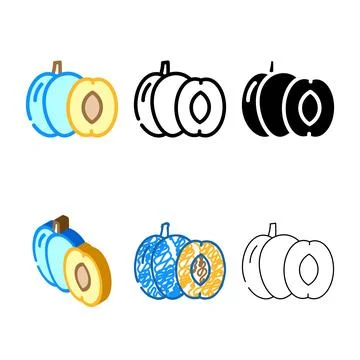 Plum fruit color icon vector diversity Stock Illustration