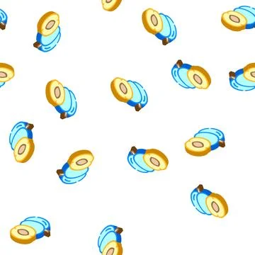 Plum fruit isometric icon seamless pattern Stock Illustration